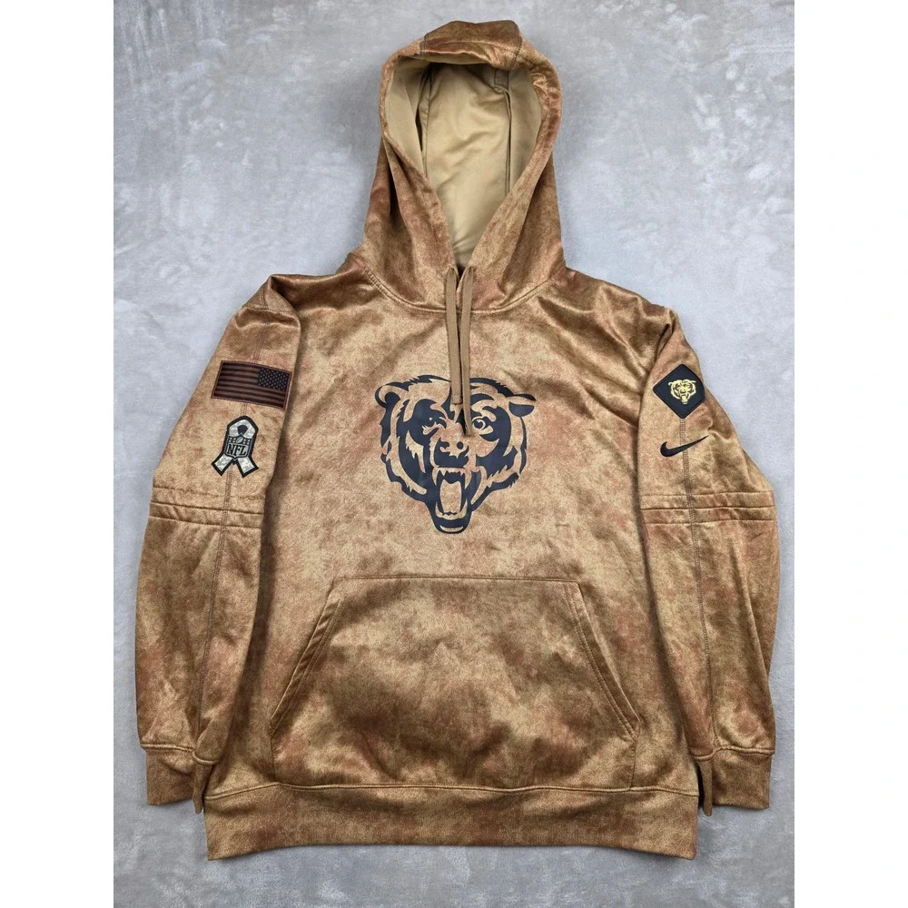 Nike Chicago Bears Hoodie Mens XL Brown Salute to Service Dri-Fit Pullover *Read